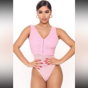 Fashion Nova Ruched Mesh Bodysuit